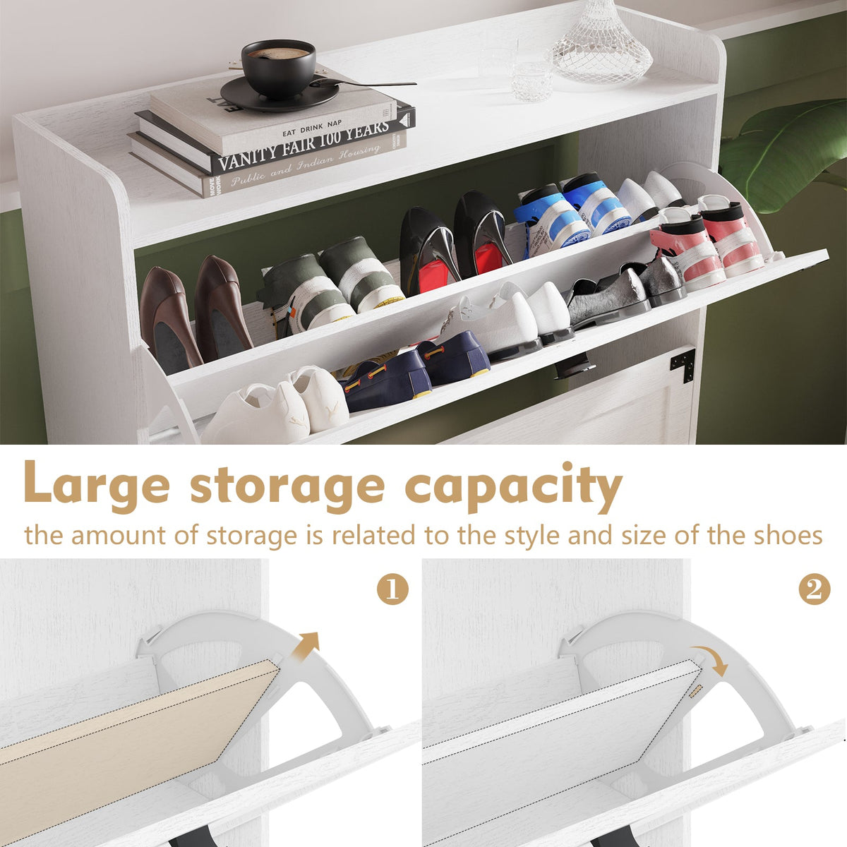 Shoe Cabinet with Flip Drawers for Entryway Storage
