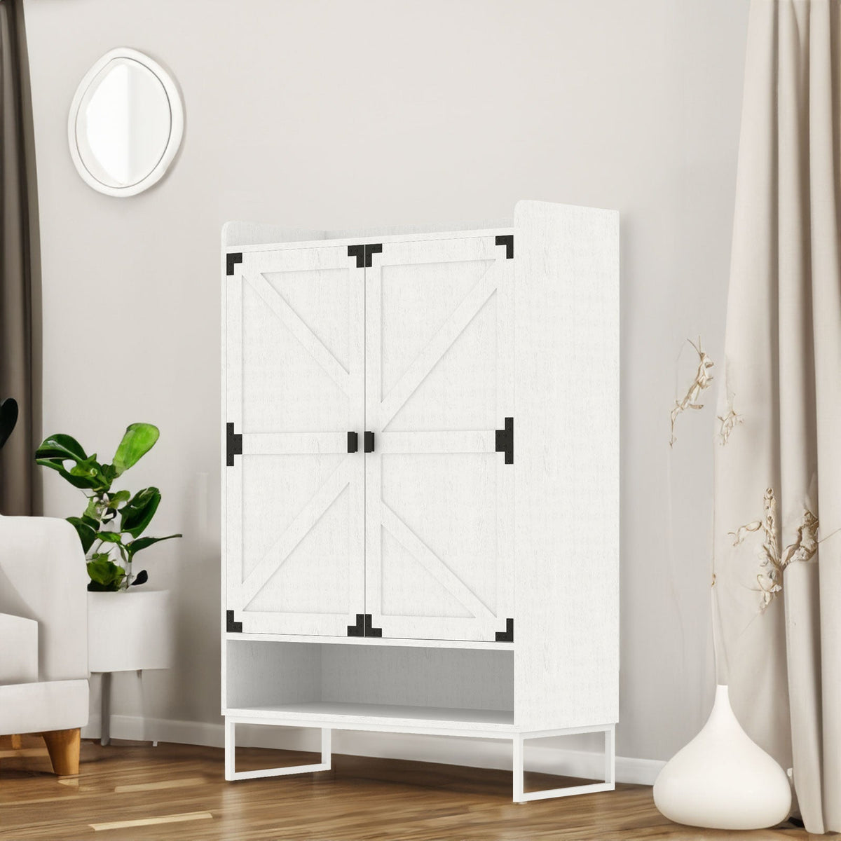 Farmhouse Shoe Cabinet with Doors, 6-Tier Shoe Storage