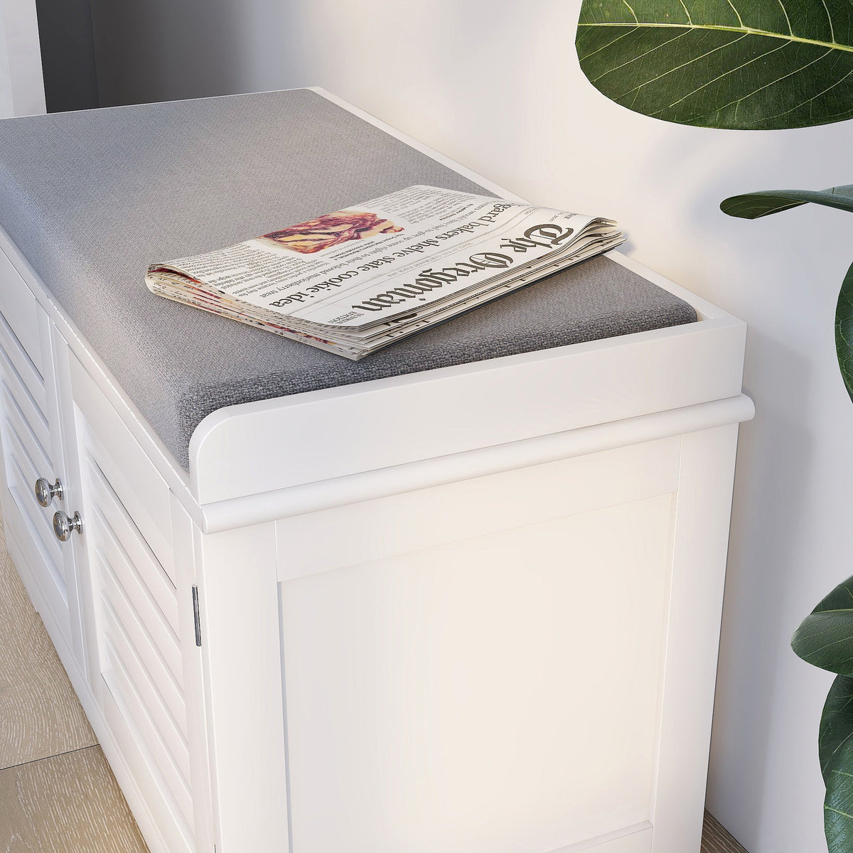 Entryway Shoe Storage Bench with Padded Seat Cushion