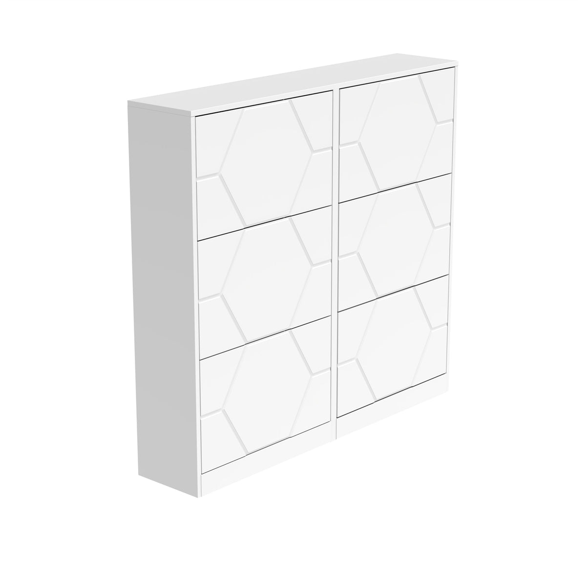 Entryway Shoe Storage Cabinet with Hexagonal Carved Doors
