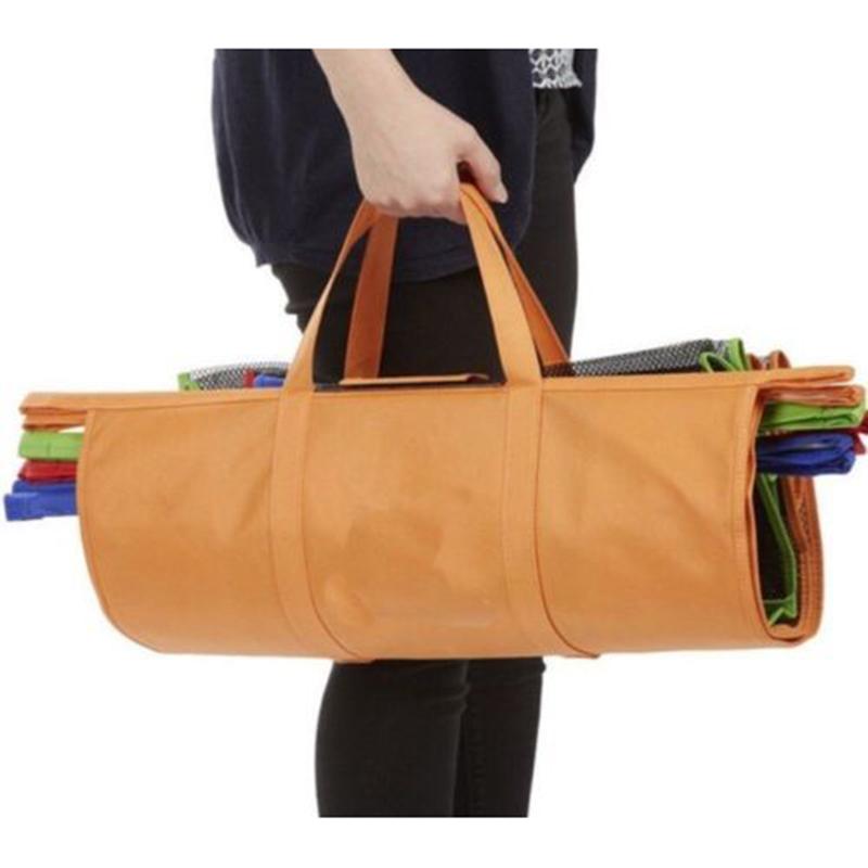 Foldable Reusable Grocery Bags with Cart Clips, 4 Pack