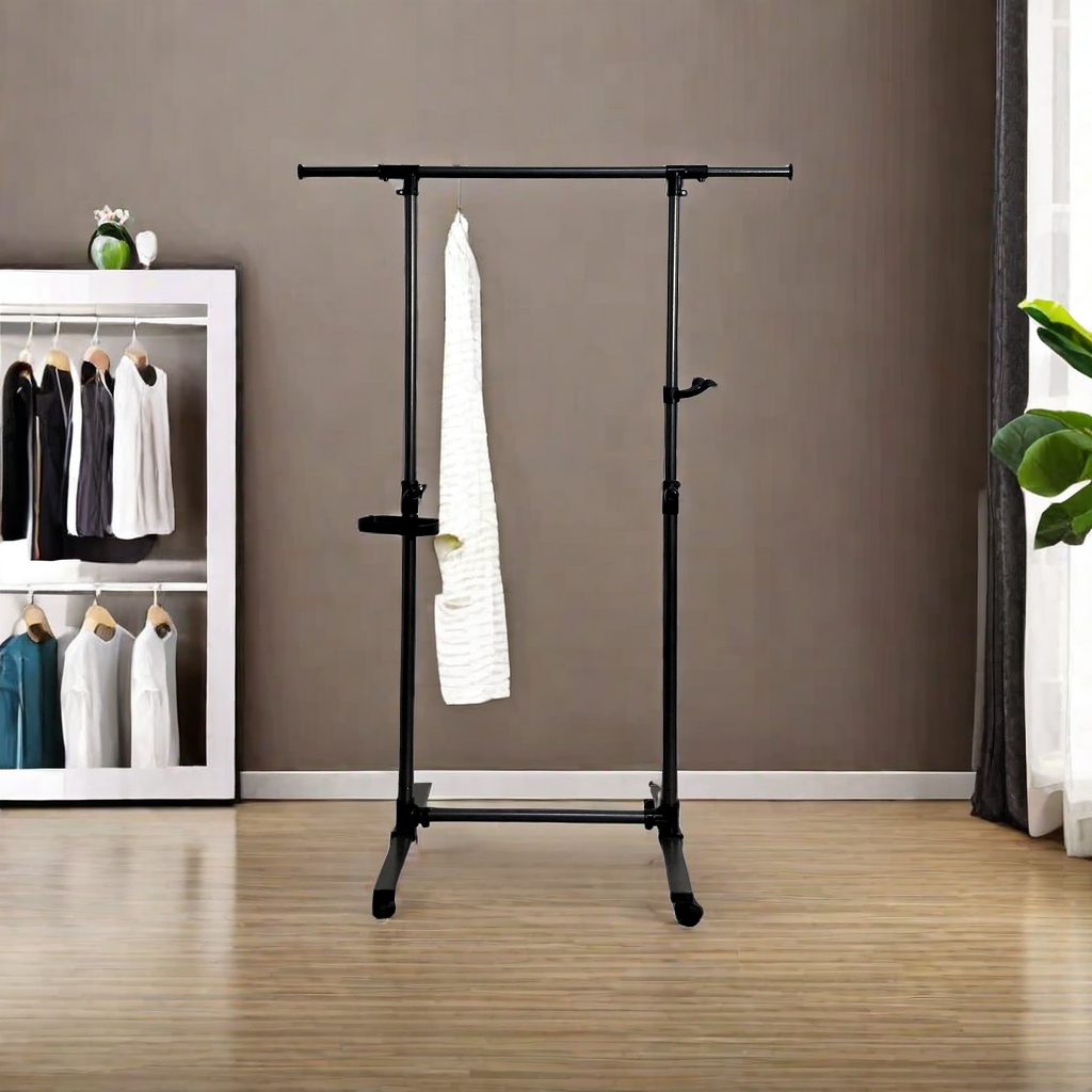 Heavy-Duty Rolling Clothes Rack with Wheels, Black