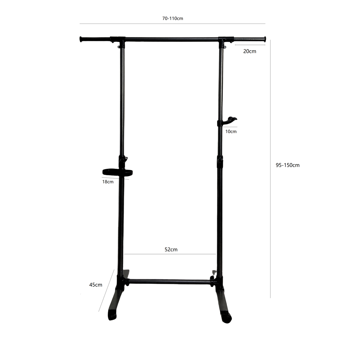Heavy-Duty Rolling Clothes Rack with Wheels, Black