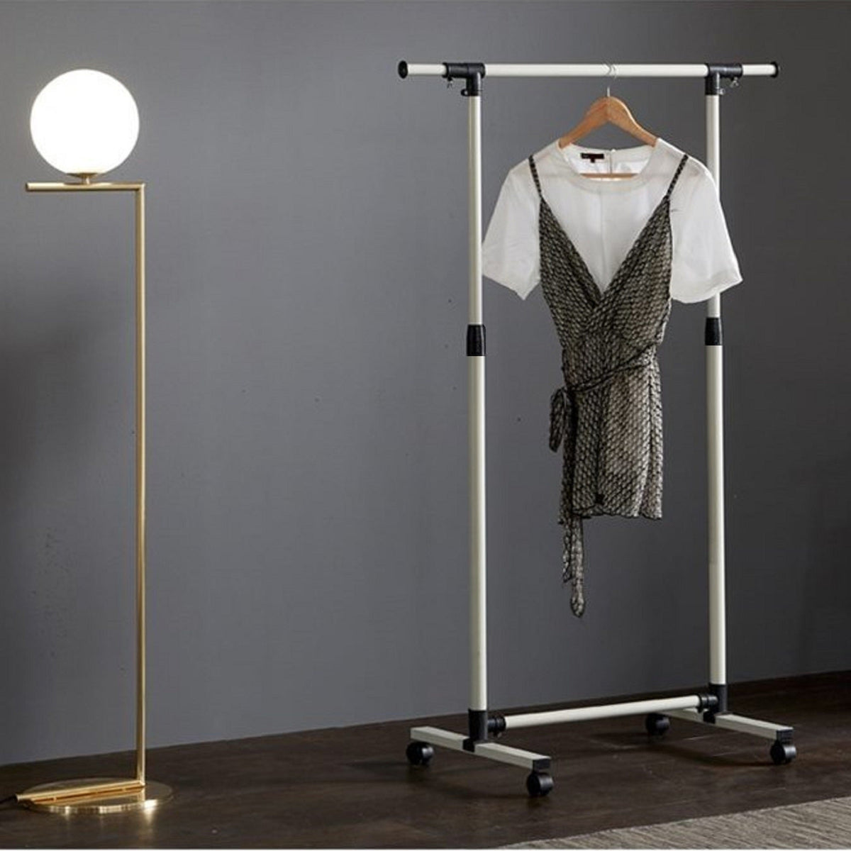 Adjustable Metal Garment Rack on Wheels for Clothes
