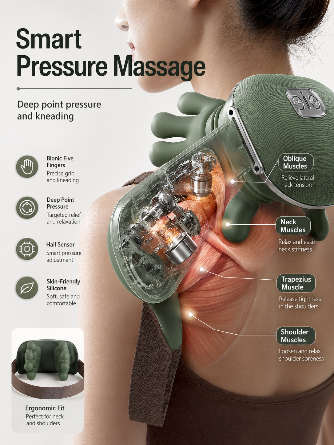 Heated Neck & Shoulder Massager | Bionic 5-Finger Design