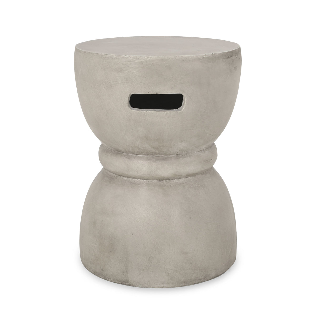 Hourglass Concrete-Look Side Table and Accent Stool