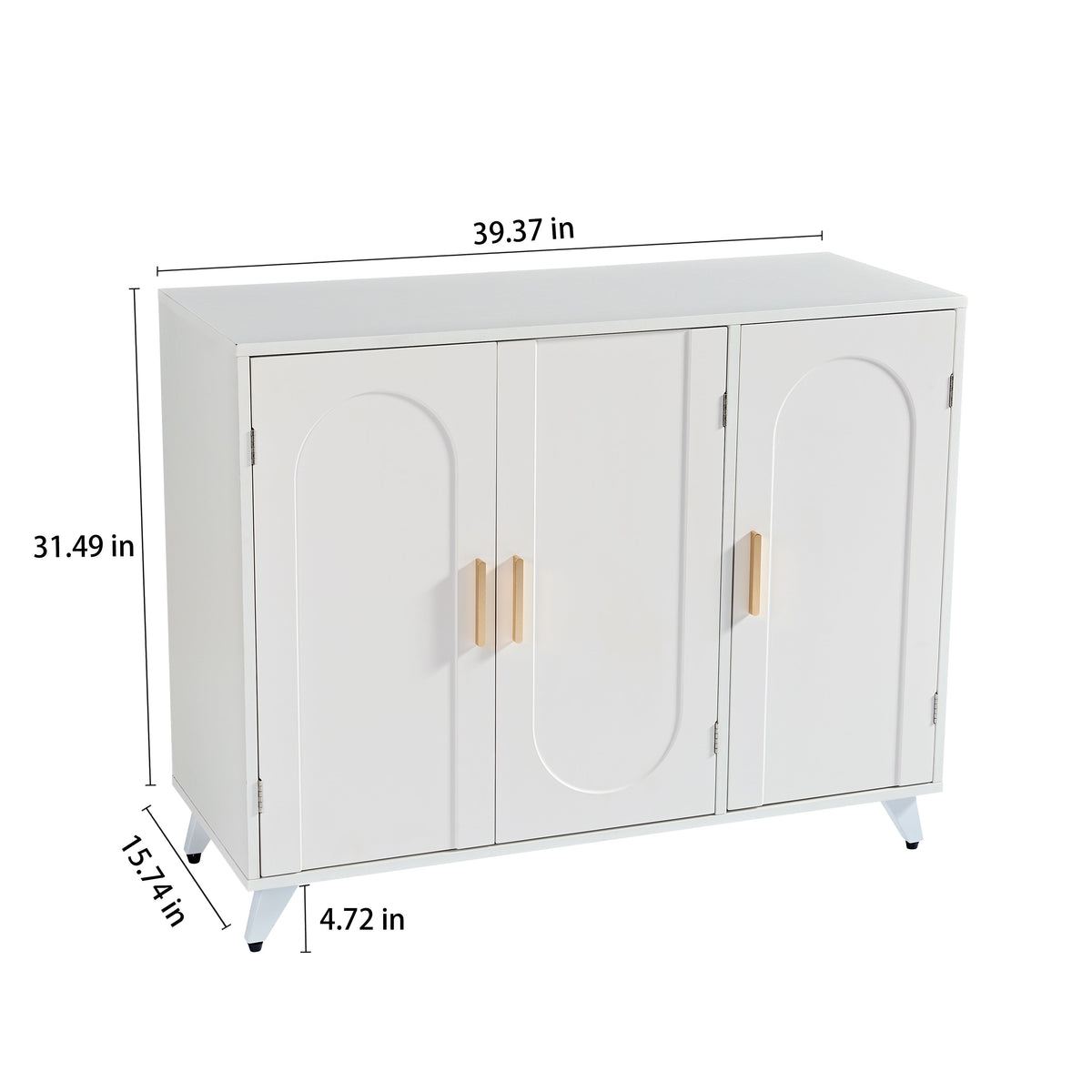 Ivory 3-Door Buffet Cabinet with Removable Shelves