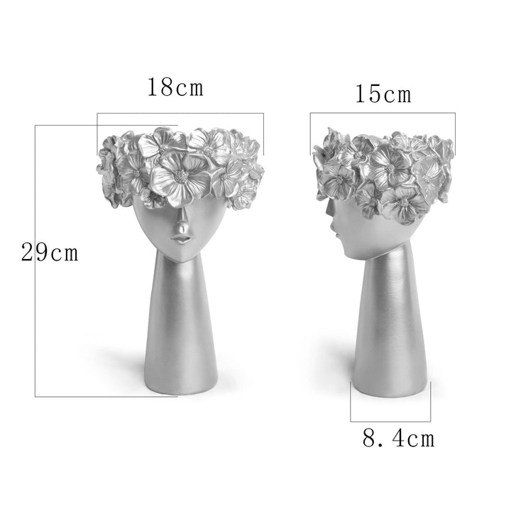 Silver Flowerpot Ornament for Elegant Sculptural Decor