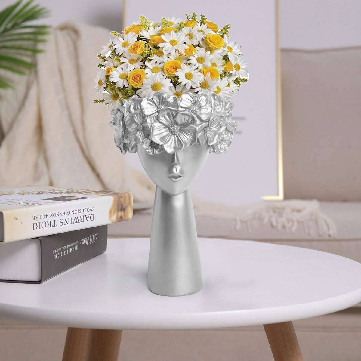 Silver Flowerpot Ornament for Elegant Sculptural Decor