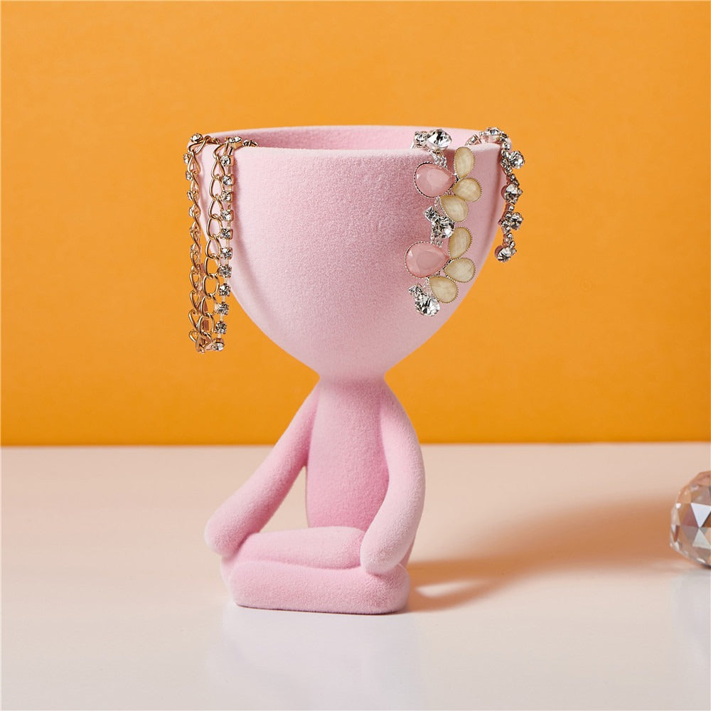 Pink Meditation Figurine Storage Bowl for Small Items