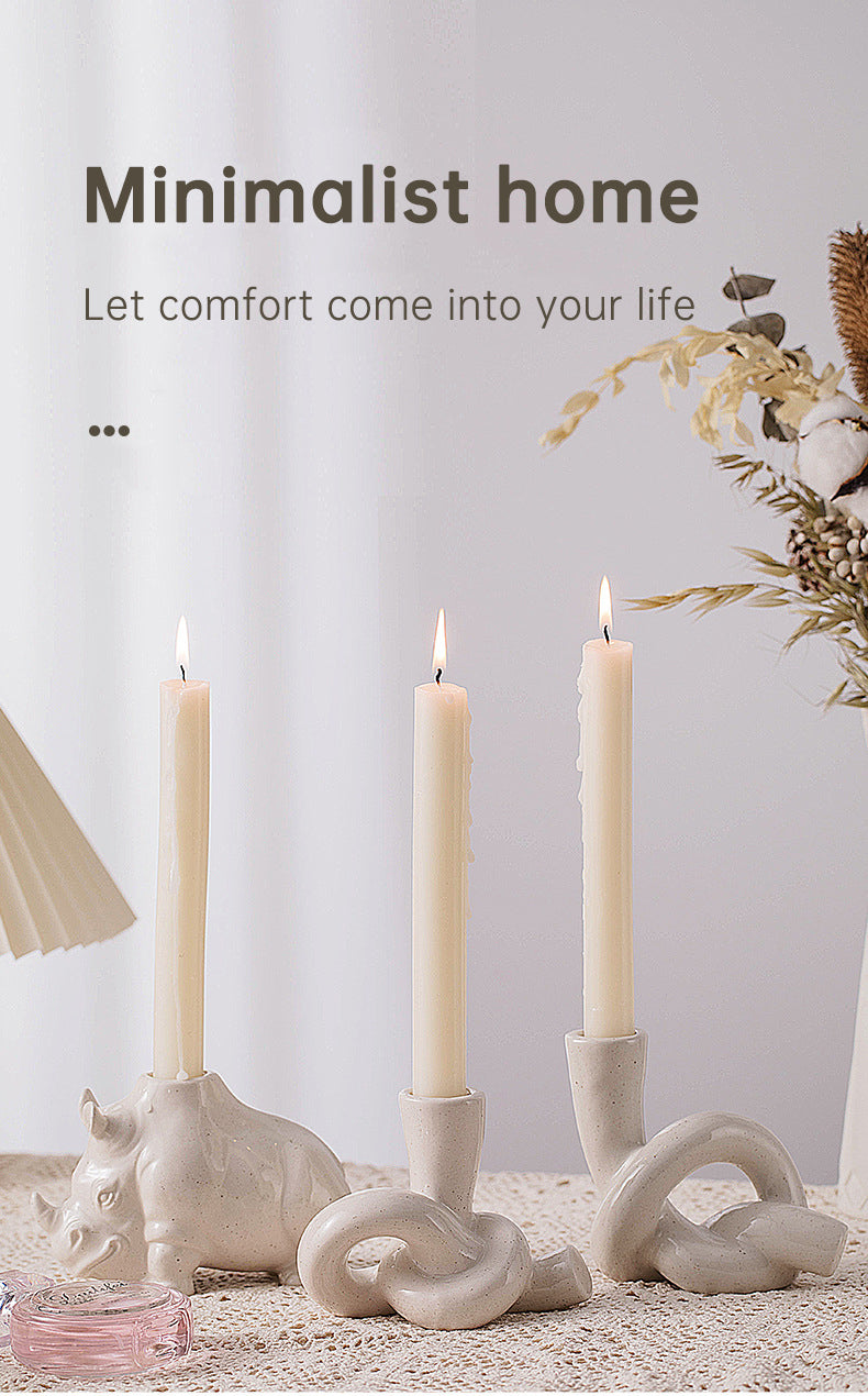 Ceramic Candle Holder for Sculptural Tabletop Decor