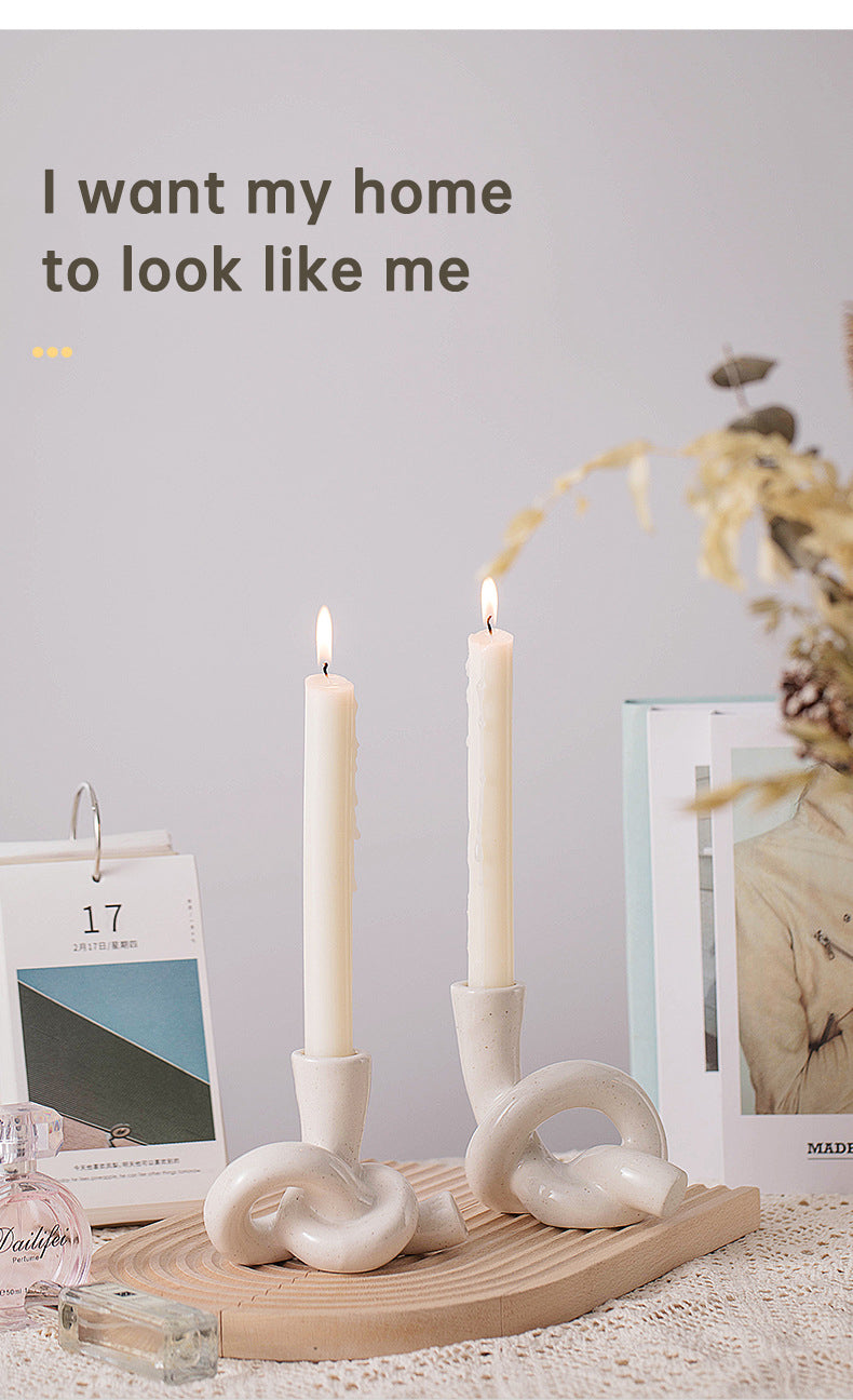 Ceramic Candle Holder for Sculptural Tabletop Decor