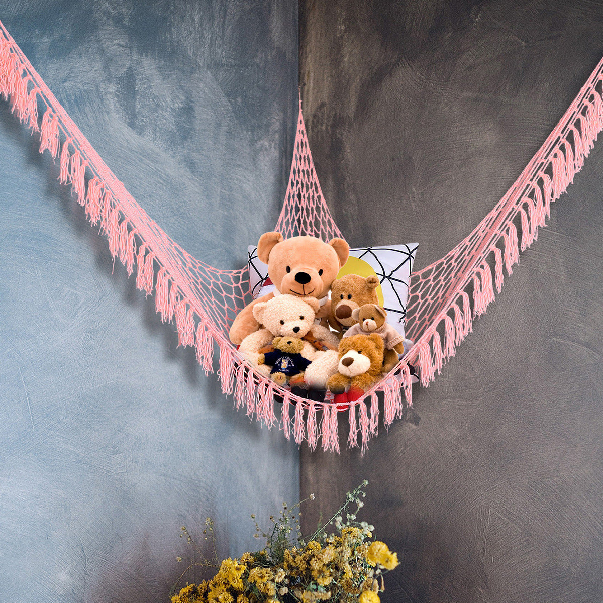 Bohemian Plush Toy Corner Storage Hammock Organizer