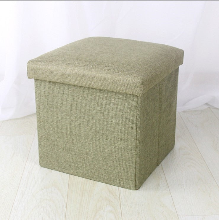 Foldable Fabric Storage Stool With Lid for Small Rooms