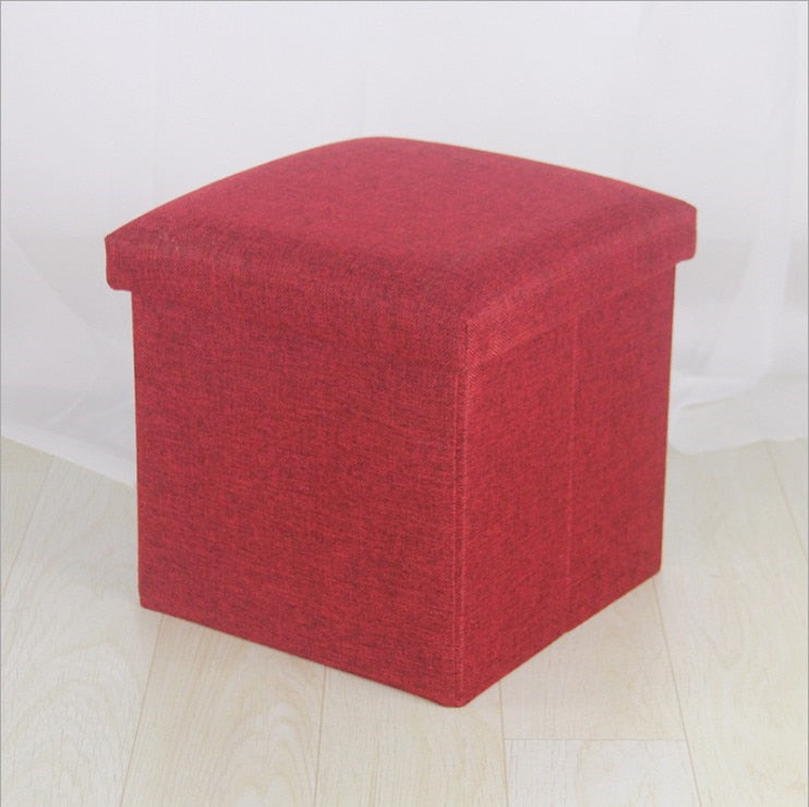 Foldable Fabric Storage Stool With Lid for Small Rooms
