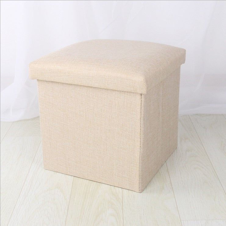 Foldable Fabric Storage Stool With Lid for Small Rooms