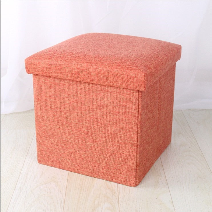 Foldable Fabric Storage Stool With Lid for Small Rooms
