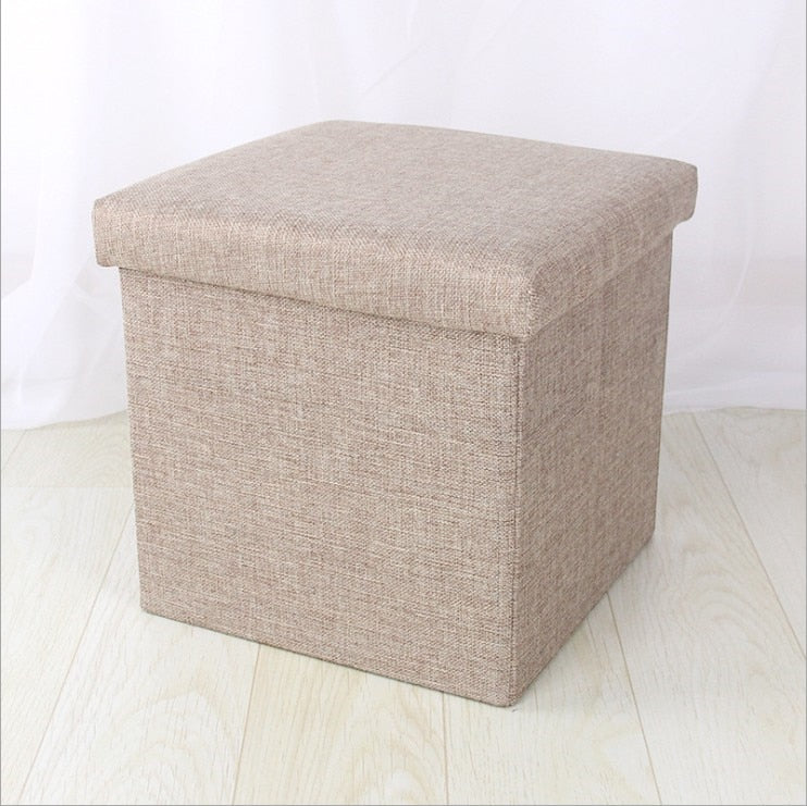 Foldable Fabric Storage Stool With Lid for Small Rooms
