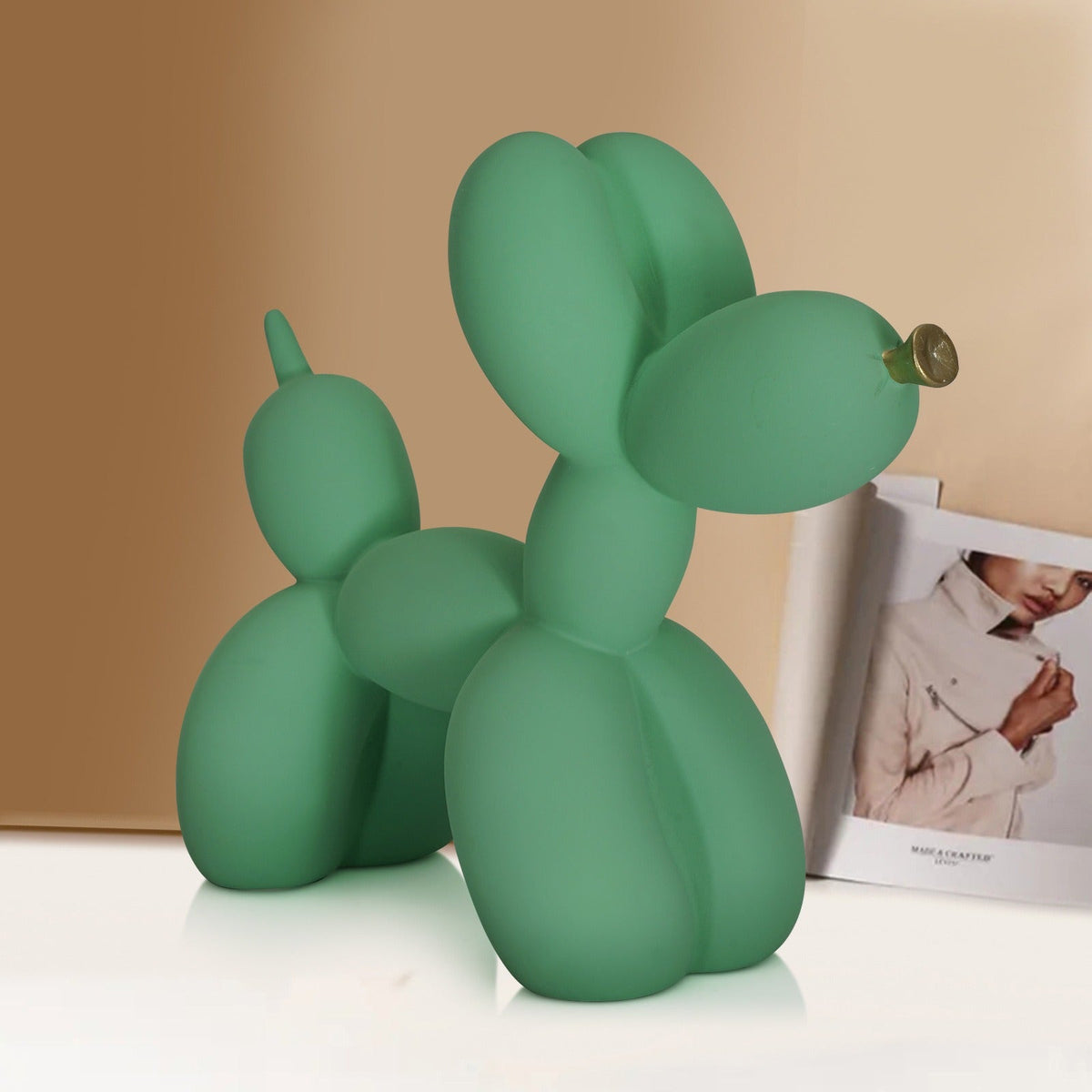 Green Balloon Dog Sculpture for Playful Modern Decor