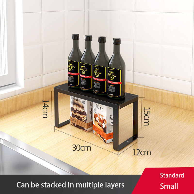Stackable Metal Cabinet Shelf Riser Doubles Storage