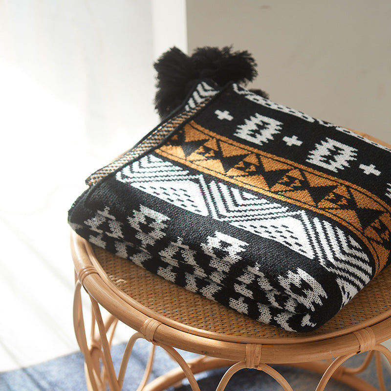 Knitted Shawl Blanket for Cozy Sofa and Travel Layering
