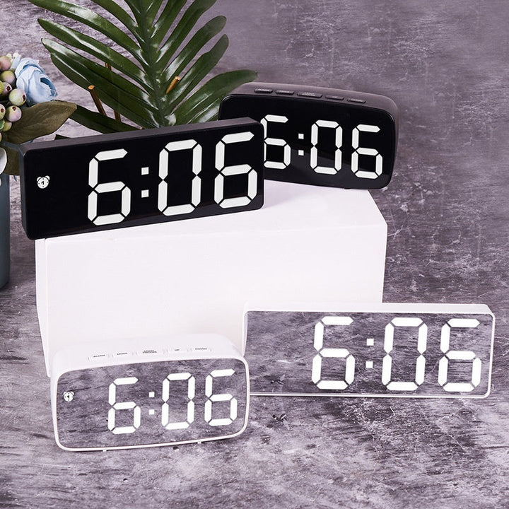 LED Alarm Clock With Mirror Display and Dual Power