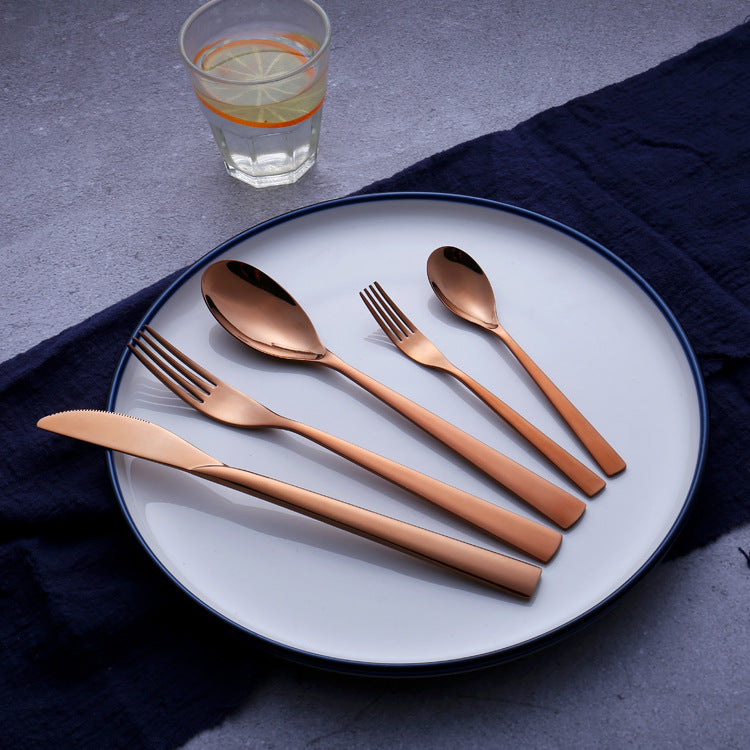 Stainless Steel Flatware Set, 5-Piece Mirror-Polished
