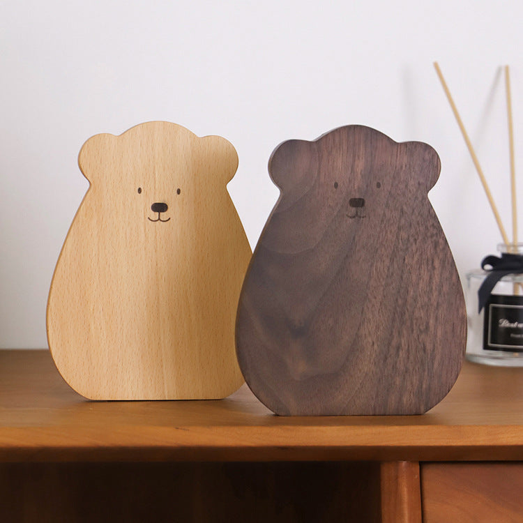 Wooden Book Stand Bear Design for Tidy Shelves & Desks