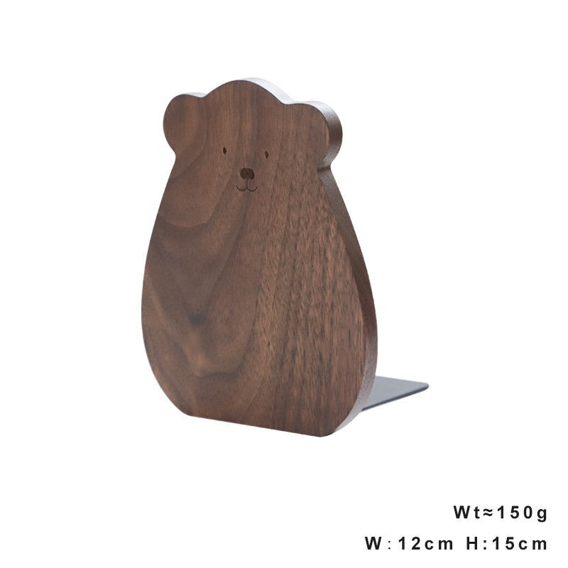 Wooden Book Stand Bear Design for Tidy Shelves & Desks