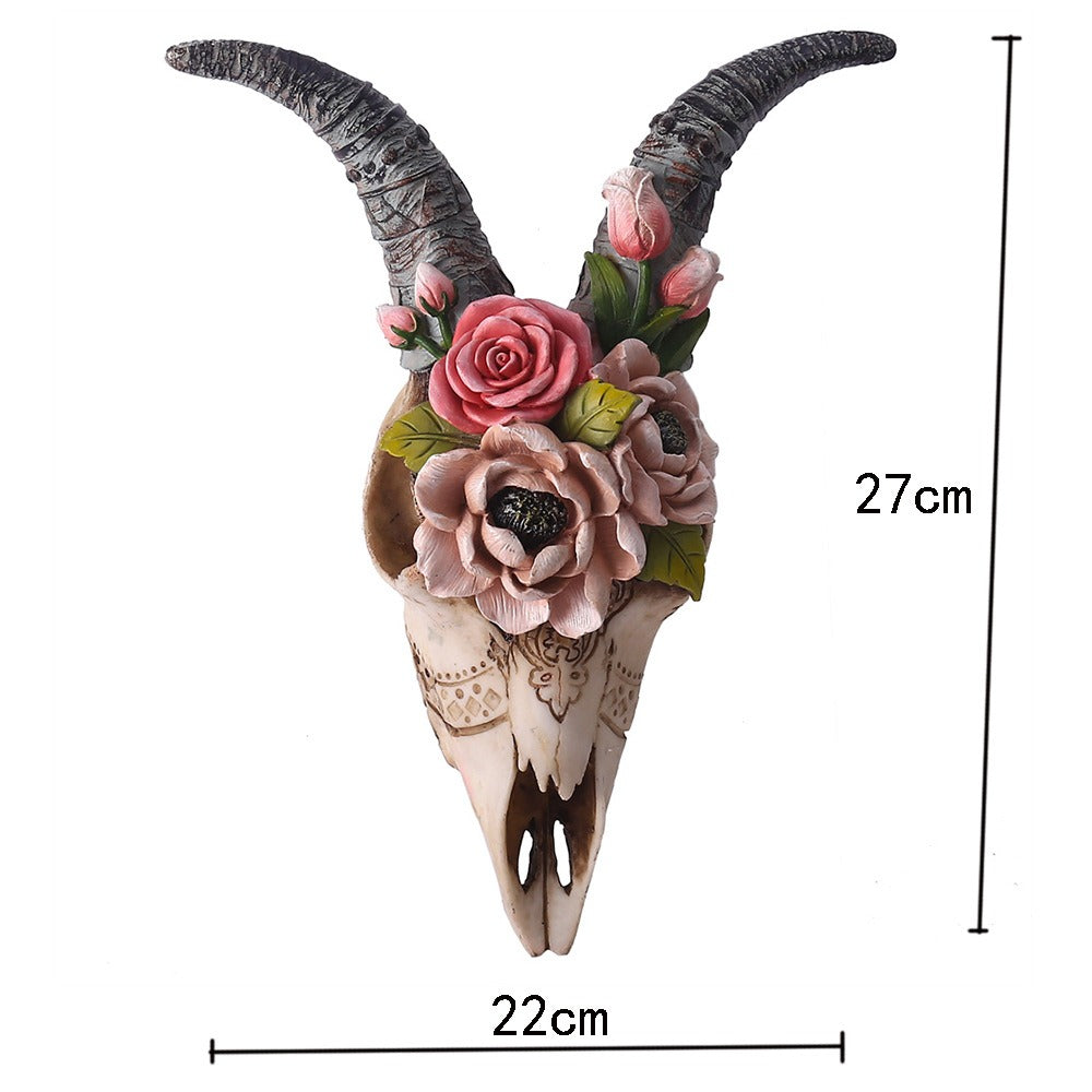 Floral Ram Skull Wall Hanging Statement Home Decor