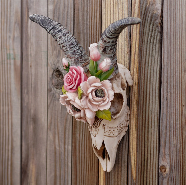 Floral Ram Skull Wall Hanging Statement Home Decor