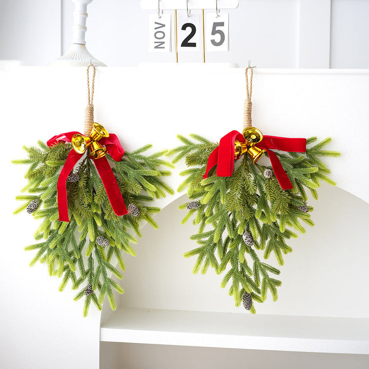 Inverted Christmas Pine Hanging Decoration with Bells