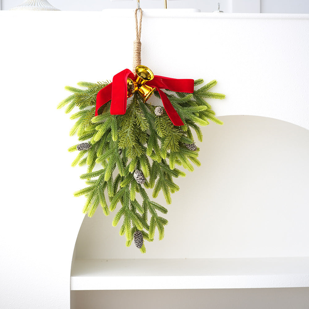 Inverted Christmas Pine Hanging Decoration with Bells