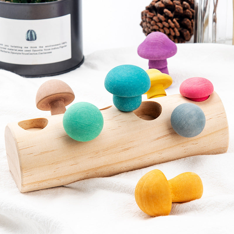 Wooden Mushroom Picking Toy for Fine-Motor Skills