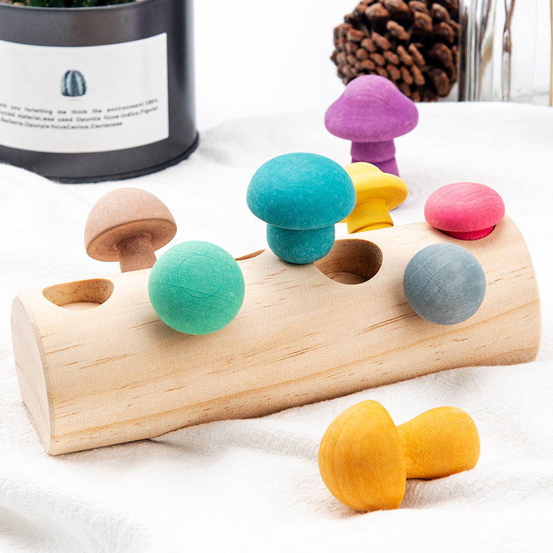 Wooden Mushroom Picking Toy for Fine Motor Skill Play