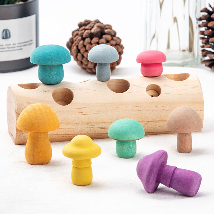 Wooden Mushroom Picking Toy for Fine Motor Skill Play