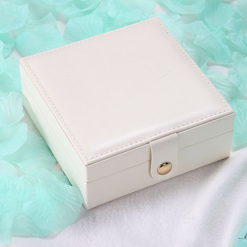 Portable Two-Layer PU Leather Jewelry Box for Travel