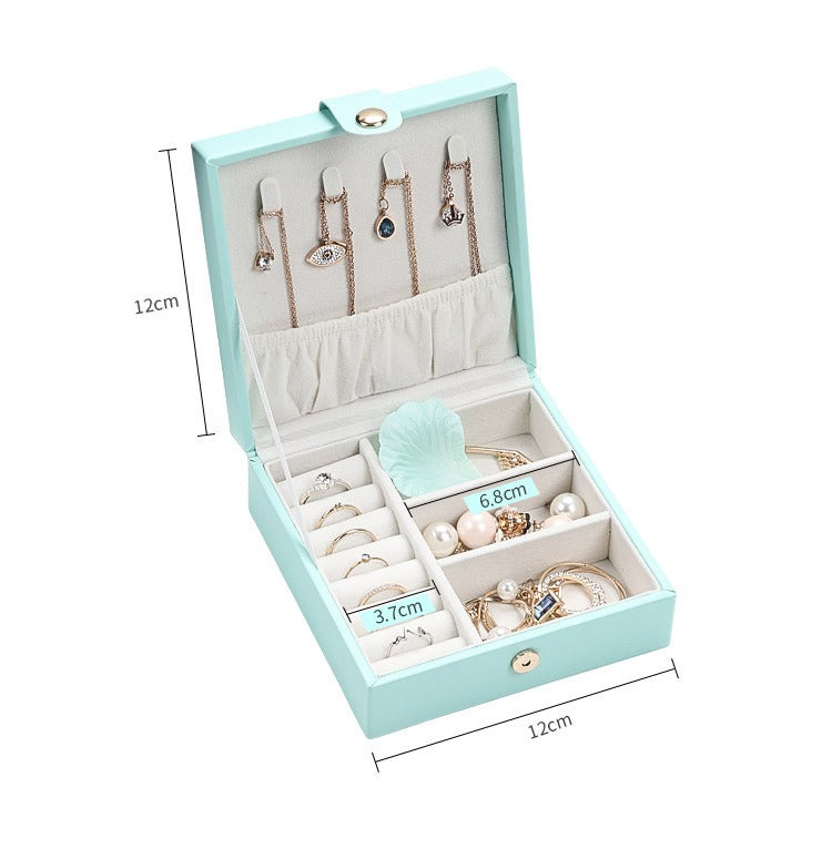 Portable Two-Layer PU Leather Jewelry Box for Travel