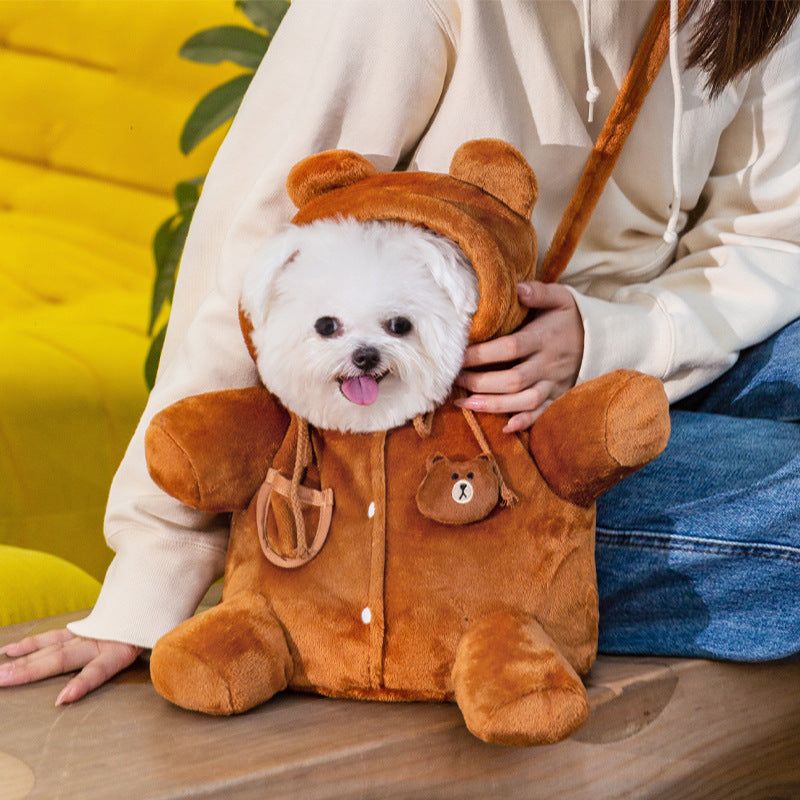 Plush Pet Carrier Bag for Cute Hands-Free Outings