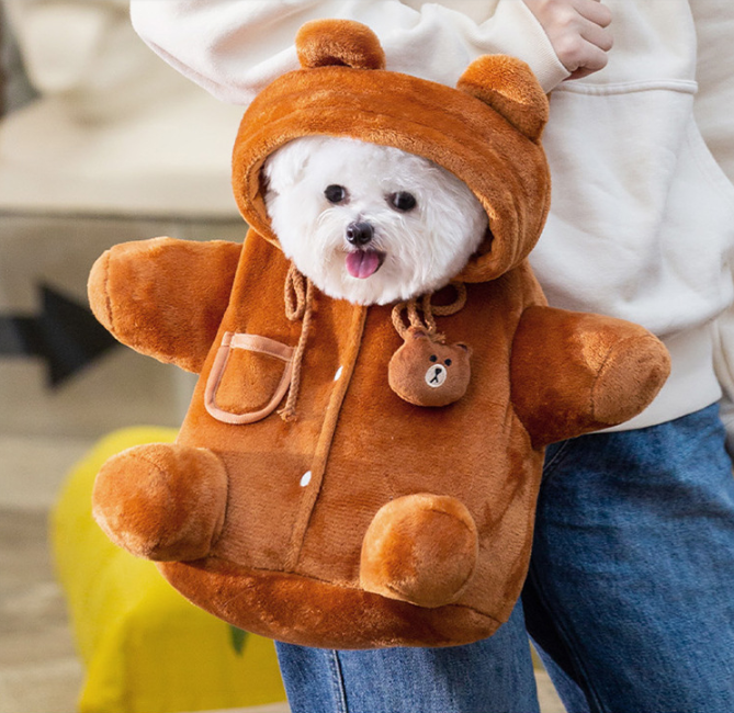 Plush Pet Carrier Bag for Cute Hands-Free Outings