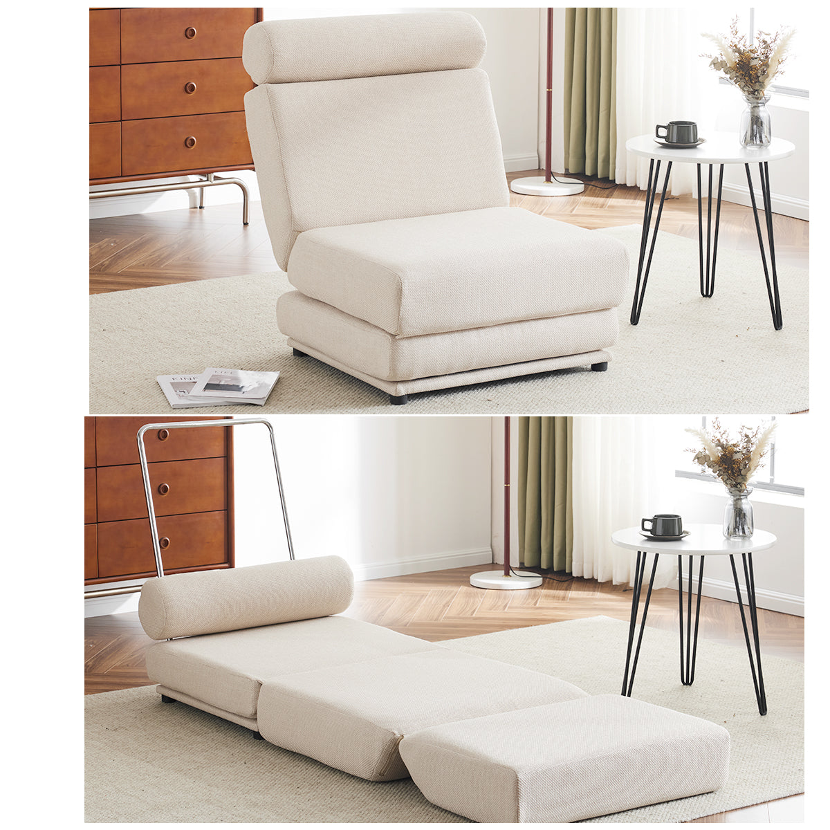 Foldable Single Sofa Bed Chair That Stands Without Wall