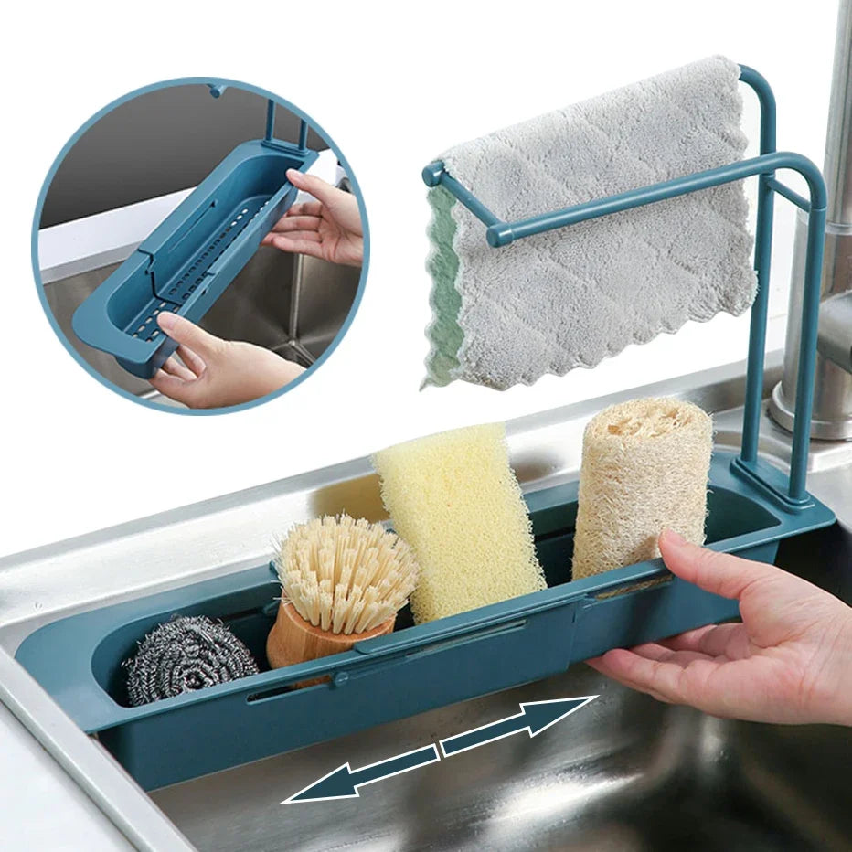 Expandable Sink Caddy Keeps Sponges Dry and Sink Clear