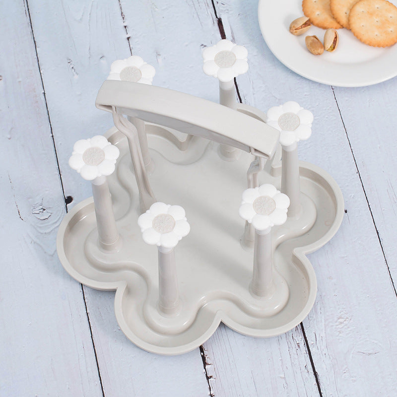 Cup Drying Rack with 6 Pegs and Drip Tray