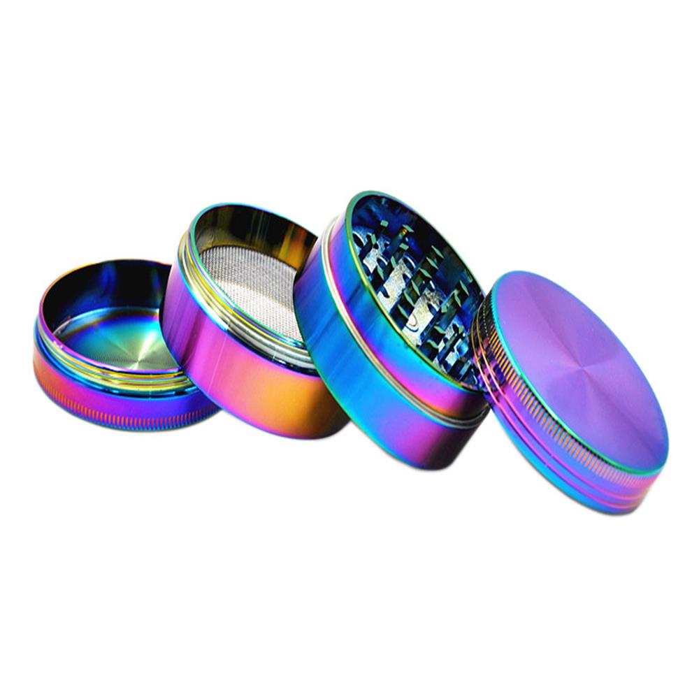 Zinc Alloy Herb Grinder 4-Layer Rainbow Dazzle Color