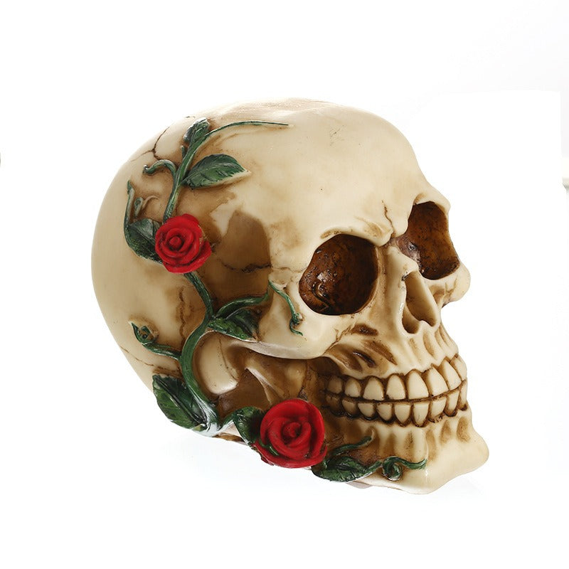 Rose Skull Ornament – Gothic Dark Romantic Shelf Decor