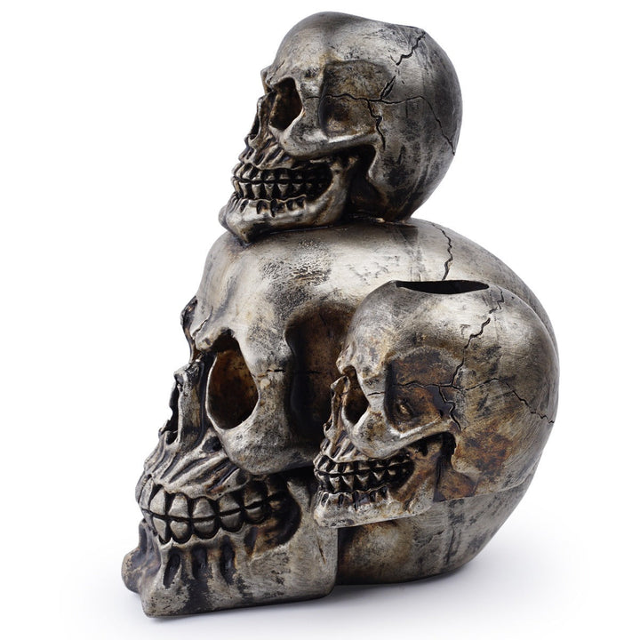 Decorative Skull Ornament, Four-Skull Gothic Centerpiece