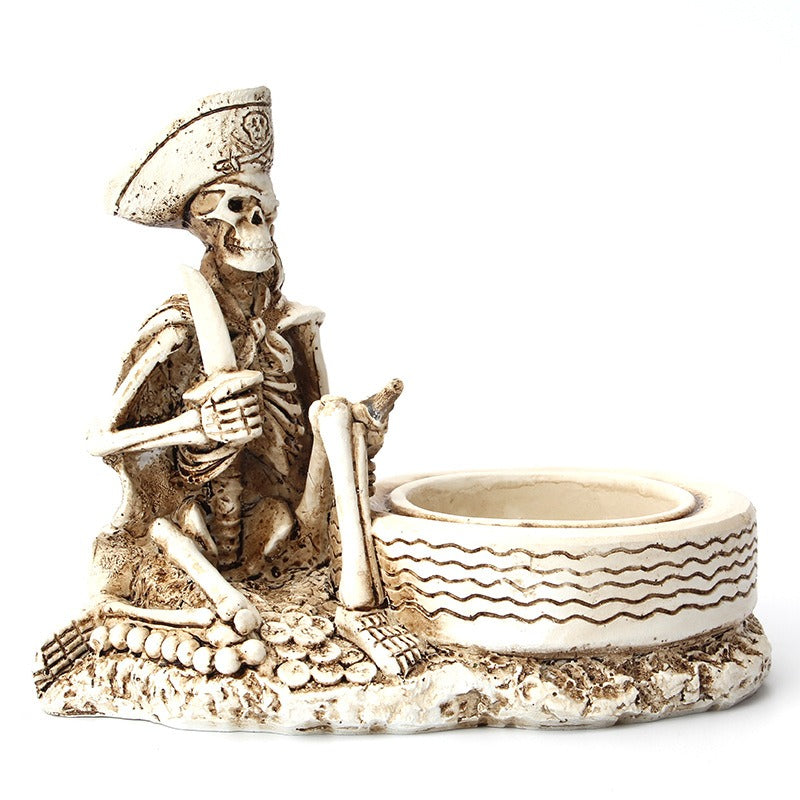 Skeleton Pirate Ashtray – Gothic Nautical Desk Decor