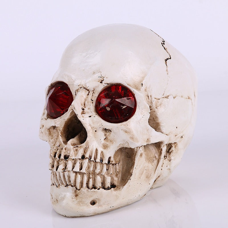 Gothic Skull Ornament with Dramatic Faceted Red Eyes