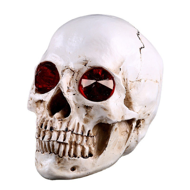 Gothic Skull Ornament with Dramatic Faceted Red Eyes