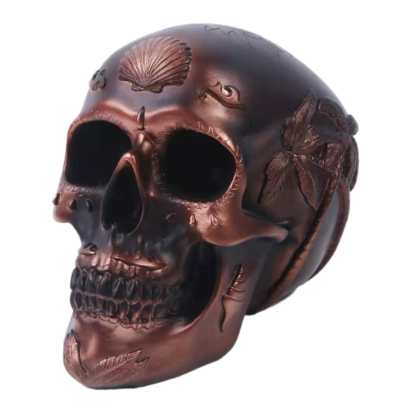 Detailed Skull Piggy Bank Gothic Home Decor Ornament